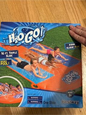 H2O GO! Triple Slip & Slide - Orange and Blue NEW Water Toy Outside